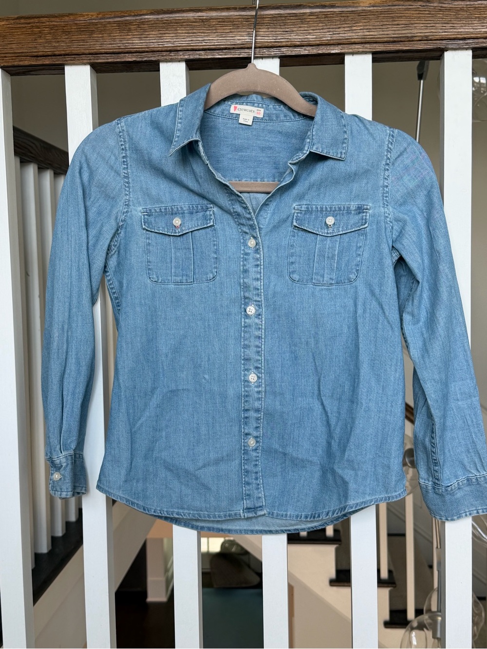 Crewcuts Light Blue Denim Button-Down Shirt for Kids